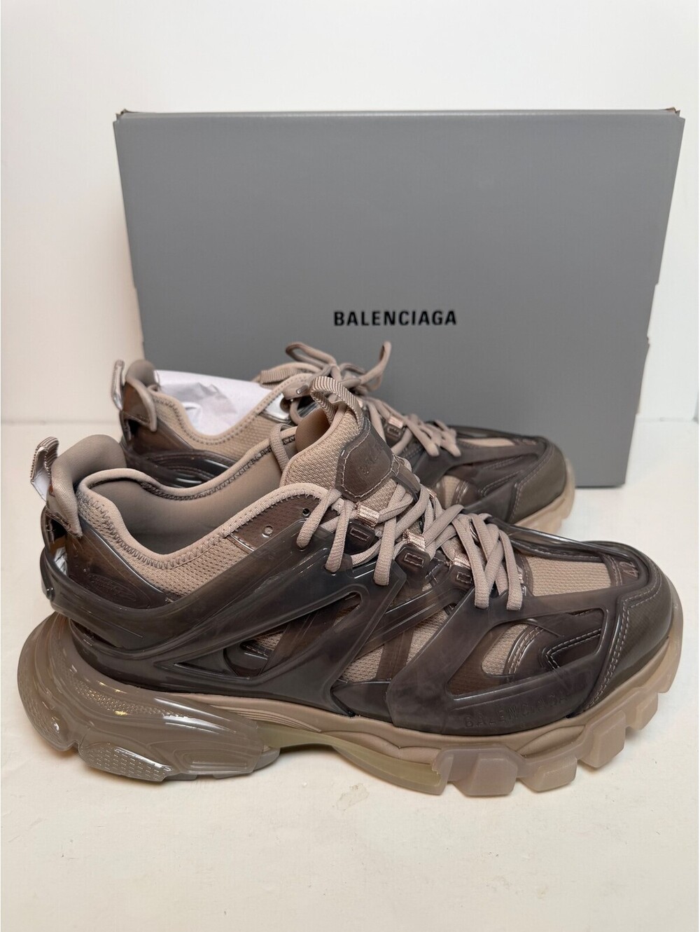 Balenciaga Track Sneakers Brown Taupe Unisex Size 9/42 New